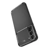 A black carbon fiber look phone case for a Samsung Galaxy S21 FE. Produktbild-Vorschau
