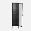 A black metal cabinet with a glass door is shown against a white background. Produktbild-Vorschau
