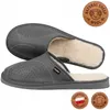 Zapatillas de casa para hombre, de cuero, con forro de lana Vista previa de la imagen del producto 1