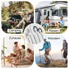 A collage of images showing people using cutlery in different settings: camping, traveling, at home, and hiking. Produktbild-Vorschau