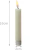 A single LED candle with a flame, shown with size indicators. Produktbild-Vorschau