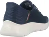 A close-up side view of a blue Skechers sneaker with a white sole. Voir les images du produit