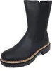 A black leather boot on a white background. Voir les images du produit