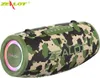 A camouflage-patterned portable Bluetooth speaker with LED lights. Produktbild-Vorschau