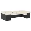 Design 10-tlg. Garten-Sofagarnitur mit Kissen Schwarz Poly Produktbild-Vorschau 2