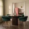 Fauteuil design en velours avec pieds et accoudoirs dorés Voir les images du produit 2