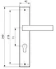 A technical drawing of a door handle set with dimensions. Produktbild-Vorschau