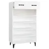A white shoe cabinet with multiple shelves and a single drawer on top, shown against a white background. Anteprima dell’immagine prodotto