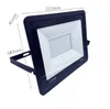 A black and white LED floodlight with dimensions indicated. Produktbild-Vorschau
