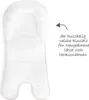 A white baby insert for a high chair, with German text and an arrow pointing to it. Produktbild-Vorschau