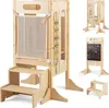 COSTWAY Torre didattica 4 in 1, sgabello in legno con 2 Anteprima dell’immagine prodotto 1