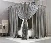 Bett-Baldachin mit Moskitonetz Set Elegant Grau 120x200x210 Produktbild-Vorschau 3