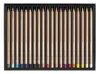 A set of colored pencils laid out in a black case. Produktbild-Vorschau