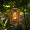 Solar Hängeleuchte in Rattan Optik natur mit LED Glühbirne Produktbild-Vorschau 1
