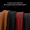 Several draped pieces of fabric in different colors (orange, black, red, dark green) are displayed against a black background, with text above describing the material. Náhľad obrázku produktu