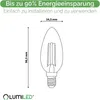 A diagram of an LED light bulb with dimensions and marketing text. Produktbild-Vorschau