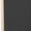 A close-up of a dark gray fabric with a pocket, next to a light wood frame. Voir les images du produit