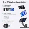 A marketing image showcasing a 3-in-1 wireless charging station with its compatible devices. Produktbild-Vorschau