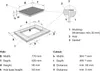 Diagrams and measurements for a hob and its cutout. Produktbild-Vorschau