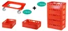 7 Stück E2-Kasten rot + 1 Transportroller mit vier Produktbild-Vorschau 1