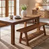 140 cm Massivholz Sitzbank Esszimmerbank, Bauernhaus Produktbild-Vorschau 3