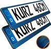 2 Stück Kennzeichenhalter kurz 46 cm Blau Chrom gebürstet Produktbild-Vorschau 1