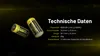 Two batteries are shown on a black background with technical data displayed to the right. Anteprima dell’immagine prodotto
