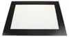 A flat, rectangular glass pane with a black border around a white inner area, presented at an angle on a white background. Produktbild-Vorschau