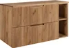 A wooden cabinet with two drawers and open shelving on the right side, presented against a white background. Produktbild-Vorschau