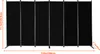 A black, six-panel room divider is shown fully extended against a white background. Dimensions are indicated by orange lines and text. Náhľad obrázku produktu