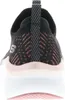The back view of a black and pink Skechers sneaker. Náhled obrázku produktu