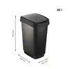 A black trash can with dimensions indicated by lines and measurements. Produktbild-Vorschau