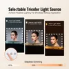 Three makeup mirrors with different lighting options, showcasing different light temperatures and their suitability for various makeup applications. A finger is shown interacting with the touch controls. Anteprima dell’immagine prodotto