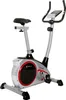 A silver and black exercise bike with red accents, shown from a three-quarter front view against a white background. Produktbild-Vorschau