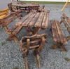 Rustikale Gartenmöbel SI-OP aus geflammtem Holz – Tisch + 2 Produktbild-Vorschau 4