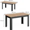 Two views of a dining table, one extended and one retracted, with dimensions indicated. Produktbild-Vorschau