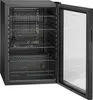 An open black refrigerator with glass door, showing multiple shelves and internal components. Anteprima dell’immagine prodotto