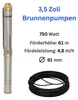 CHM GmbH® Tiefbrunnenpumpe 3,5 Zoll Ø 9,1 cm, Brunnenpumpe Produktbild-Vorschau 1