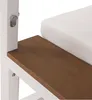A close-up view of a white lounge chair with a brown wooden surface and a silver bottle opener attached to the side. Produktbild-Vorschau