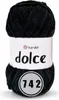 A ball of black yarn with a label. Náhľad obrázku produktu