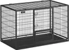 A black metal dog cage with two doors and a tray. Produktbild-Vorschau