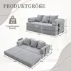A diagram showing the dimensions of a sofa bed in both its folded and unfolded states, along with its weight capacity. Anteprima dell’immagine prodotto