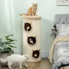 PawHut Kratztonne 96 cm hoch Katzentonne mit 3 Höhlen und Produktbild-Vorschau 2