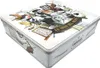 A metal tin box with a collage of vintage illustrations and text on its lid and sides. Náhled obrázku produktu
