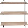 A three-tiered shelf unit with a natural wood finish and black metal frame, presented against a white background. Náhľad obrázku produktu