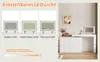 A collage showing different light settings for a vanity mirror and a lifestyle shot of a vanity set. Anteprima dell’immagine prodotto