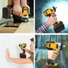 Collage of four images showing a cordless impact wrench being used in different scenarios. Produktbild-Vorschau