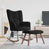 vidaXL Hojdacie kreslo so stoličkou Velvet Black Náhľad obrázku produktu 2