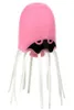 A pink jellyfish toy with black eyes and white tentacles against a white background. Produktbild-Vorschau
