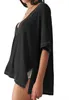 Oversized Damen-T-Shirt, tiefer V-Ausschnitt, lockere Produktbild-Vorschau 3